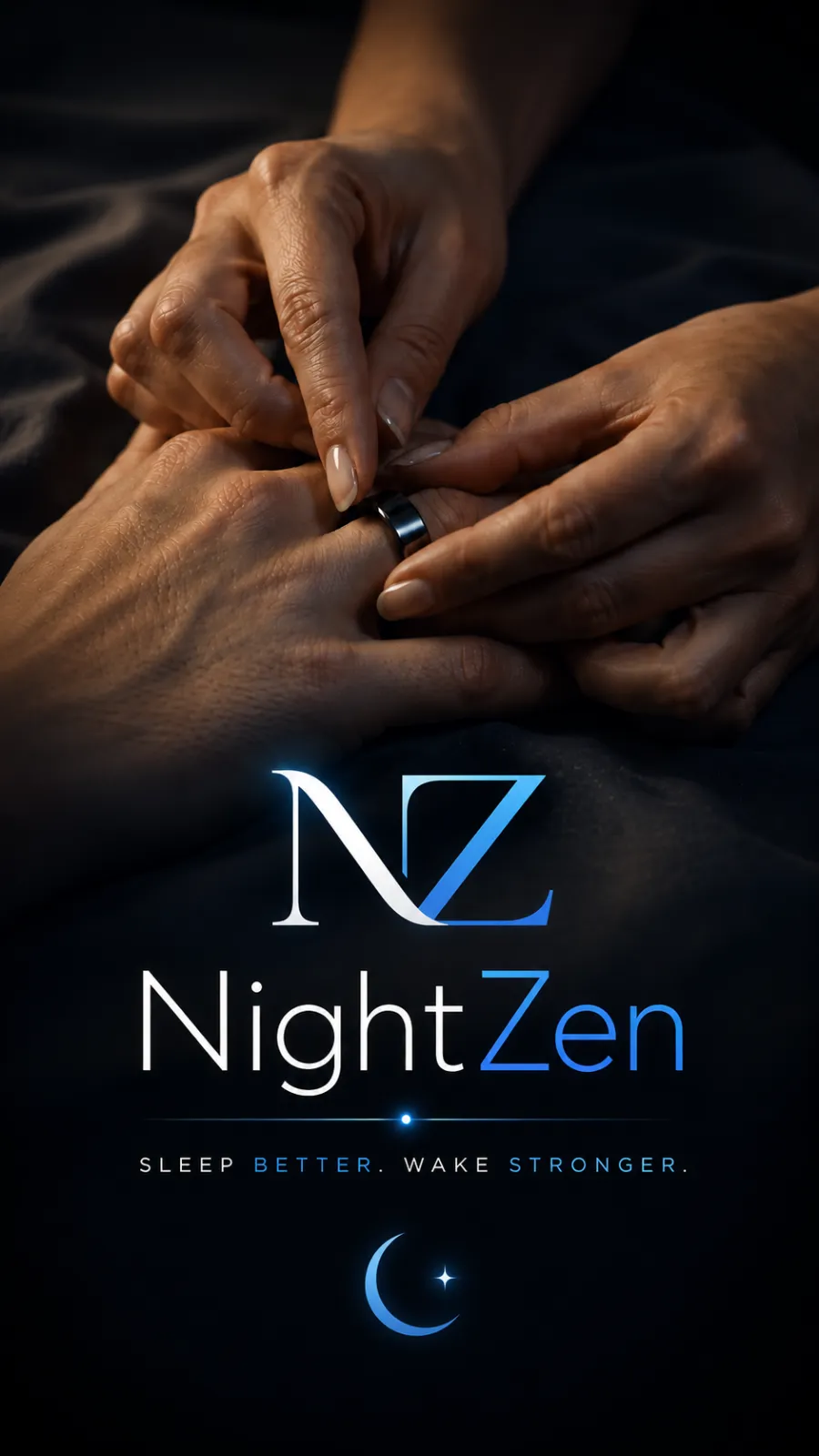 Putting the NightZen ring on the little finger before bed